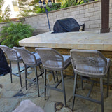 PURPLE LEAF Outdoor Bar Stools Wicker Rattan Bar Stools with Back Aluminum Outside Garden Patio Bar Chairs