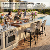 PURPLE LEAF Outdoor Swivel Bar Stools Set of 2 Patio 360° Rotating All-Weather Wicker Stools with Back and Cushion for Outside Backyard Kitchen Bistro Garden Bar