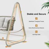 PURPLE LEAF Double Cloud Hanging Chair - Outdoor Patio Rattan Swing Chair with Cushion and Backrest.