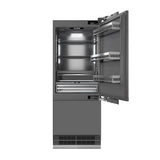 ZLINE 30" Panel Ready Built-In Bottom Freezer Refrigerator,Water Dispenser, Ice Maker,Graphite Gray, Gold GRBIVZ-30-G