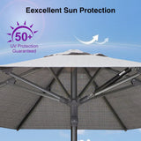 PURPLE LEAF Semi-Auto Outdoor Market Table Umbrella with Heavy-Duty Fabric