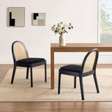 Salem Mid-Century Modern Round Rattan Dining Chairs (Set of 2)