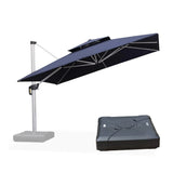 PURPLE LEAF Large Square Patio Cantilever Umbrella With Base for Garden Pool Porch