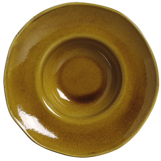 DEEP RIM PLATE STONEWARE Ø 11.02x2.56" AMBER