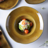 DEEP RIM PLATE STONEWARE Ø 11.02x2.56" AMBER