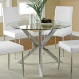 Vance Round 41-Inch Glass Top Asterisk Dining Table Chrome
