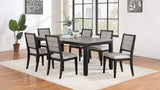 Elodie 7-Piece Rectangular Extension Leaf Dining Set Black