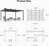 PURPLE LEAF Outdoor Pergola with Retractable Canopy Aluminum Shelter for Porch Garden Beach Shade Pavilion Pergola Modern Backyard Deck