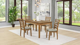 Atwood 5-Piece Rectangular Wood Dining Set Warm Brown