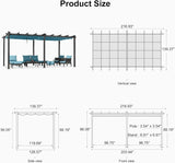 PURPLE LEAF Outdoor Pergola with Retractable Canopy Aluminum Shelter for Beach Porch Garden Shade Pavilion Pergola with Curtains