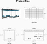 PURPLE LEAF Outdoor Pergola with Retractable Canopy Aluminum Shelter for Porch Garden Beach Shade Pavilion Pergola Modern Backyard Deck