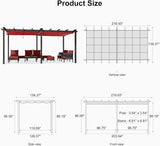 PURPLE LEAF Outdoor Pergola with Retractable Canopy Aluminum Shelter for Porch Garden Beach Shade Pavilion Pergola Modern Backyard Deck
