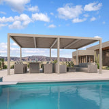 PURPLE LEAF Athena Louvered Pergola Modern Champagne Pergola with Adjustable Roof for Deck Backyard Garden