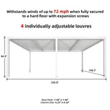 PURPLE LEAF Athena Louvered Pergola White Outdoor Aluminum Pergola with Strip Lights Adjustable Gazebo for Patio Deck Garden