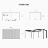 PURPLE LEAF Athena Louvered Pergola Modern Grey Pergola White Roof with Sanori Patio Couch Set Modular Sofas for Deck Backyard Garden