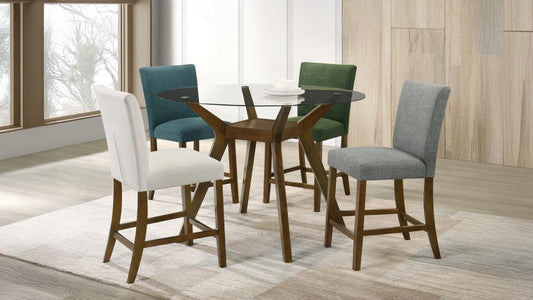Paxton 5-Piece Round Glass Top Counter Height Dining Set Beige