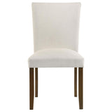 Paxton 5-Piece Round Glass Top Dining Set with Beige Parsons Chairs