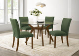 Paxton 5-Piece Round Glass Top Dining Set with Green Parsons Chairs