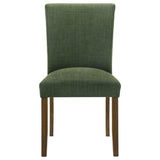 Paxton 5-Piece Round Glass Top Dining Set with Green Parsons Chairs
