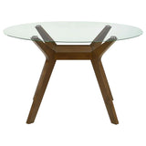 Paxton 5-Piece Round Glass Top Dining Set with Grey Parsons Chairs