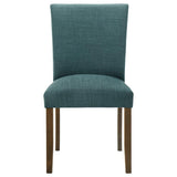 Paxton 5-Piece Round Glass Top Dining Set with Teal Blue Parsons Chairs