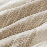 3-pieces Stripes Down Cotton Oversized Comforter Set, Tan
