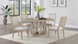 Trofello 5-Piece Farmhouse Round Pedestal Dining Set White Washed