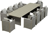 PURPLE LEAF Sanori Patio Dining Set Modern Large Weather-Resistant Table and Aluminum Chairs with Cushions for Garden Beige