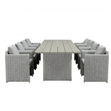 PURPLE LEAF Sanori Patio Dining Set Modern Large Weather-Resistant Table and Aluminum Chairs with Cushions for Garden Beige