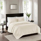 3 Piece Reversible Cottage Quilt Set, Cream