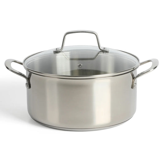 Martha Stewart Castelle 5-Quart Stainless Steel Dutch Oven with Lid, 18/8 Stainless Steel, Induction Safe