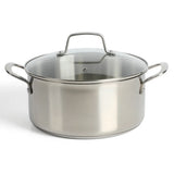 Martha Stewart Castelle 5-Quart Stainless Steel Dutch Oven with Lid, 18/8 Stainless Steel, Induction Safe
