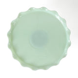 Martha Stewart Highbrook 11" Handmade Jadeite Glass Cake Stand w/ Ruffle Trim