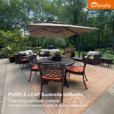 PURPLE LEAF SUNBRELLA Cantilever Umbrella Grey Aluminum Patio Umbrella