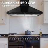 CIARRA 30 Inch Wall Mount Range Hood Black Stove Hood with 3-speed Extraction CAB75206P-OW