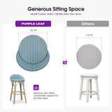 PURPLE LEAF Patio Oversized Backrest Bar Height Stool Set of 2 Outdoor Round Barstools Aluminum Frame Woven Rattan for Indoor Kitchen Dining Bistros Cafe Restaurant