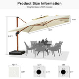 PURPLE LEAF Double Top 9 / 10 / 11 / 12 ft Square Aluminum Sun Umbrellas in Wood Color