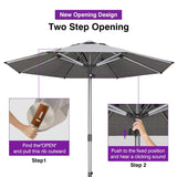 PURPLE LEAF Semi-Auto Outdoor Market Table Umbrella with Heavy-Duty Fabric