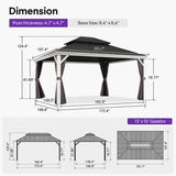 PURPLE LEAF White Gazebo for Modern Patio Double Galvanized Steel Roof Awning and Upgrade Curtain with Lights-milky