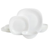 Gibson Home Ultra Soft Square 18-Piece Opal Glass Dinnerware Set