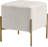 Isla Contemporary Velvet Ottoman with Stylish Gold Stainless Steel Legs for Modern Interiors