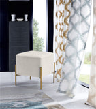 Isla Contemporary Velvet Ottoman with Stylish Gold Stainless Steel Legs for Modern Interiors