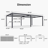 PURPLE LEAF Caesar Outdoor Louvered Pergola Patio Sun Shade Shelter with Adjustable Hardtop Patio Pergola Gray Frame White Roof
