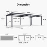 PURPLE LEAF Caesar Outdoor Louvered Pergola Patio Sun Shade Shelter with Adjustable Hardtop Patio Pergola Gray Frame White Roof