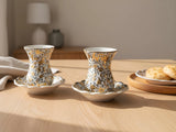 Handmade Turkish Tea Cups & Saucers with Gold Accent