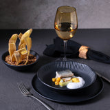 LINHAS SOUP PLATE STONEWARE Ø 8.86" MATTE BLACK