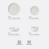 Gibson Elite Menlo Park 16-Piece Pottery Clay Stoneware Dinnerware Set – Reactive Glaze, Embossed Plates and Bowls W/ Pasta Bowl, Service for 4 – Microwave & Dishwasher Safe