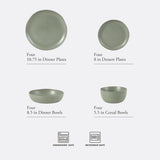 Gibson Elite Menlo Park 16-Piece Pottery Clay Stoneware Dinnerware Set – Reactive Glaze, Embossed Plates and Bowls W/ Pasta Bowl, Service for 4 – Microwave & Dishwasher Safe