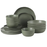 Gibson Elite Menlo Park 16-Piece Pottery Clay Stoneware Dinnerware Set – Reactive Glaze, Embossed Plates and Bowls W/ Pasta Bowl, Service for 4 – Microwave & Dishwasher Safe