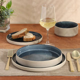 Gibson Elite Liberty Bay 16-Piece Pottery Clay Stoneware Dinnerware Set – Reactive Glaze, Stackable Plates and Bowls W/ Pasta Bowl, Service for 4 – Microwave & Dishwasher Safe